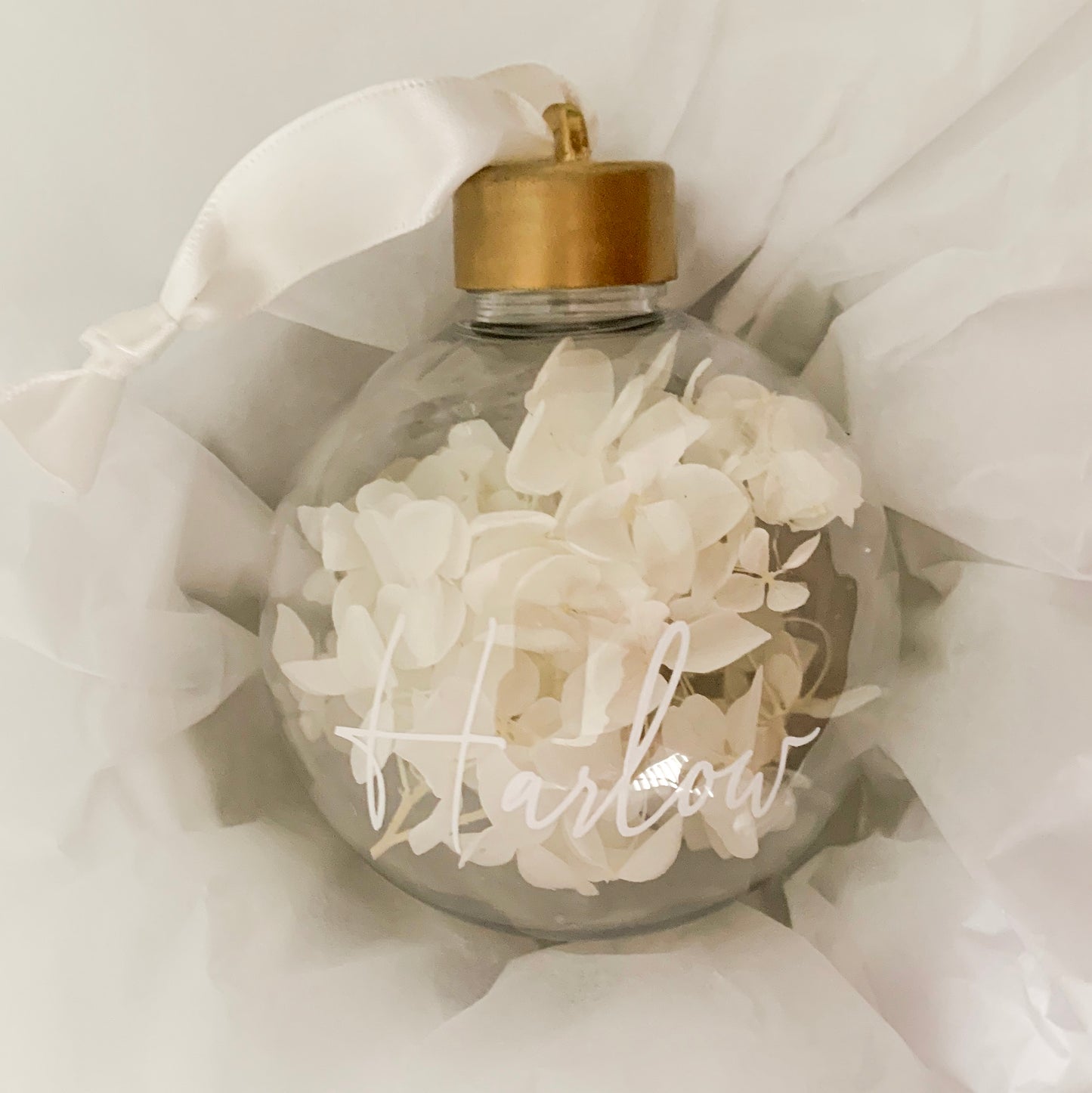 Custom Forever Bloom Bauble - Hydrangea Natural